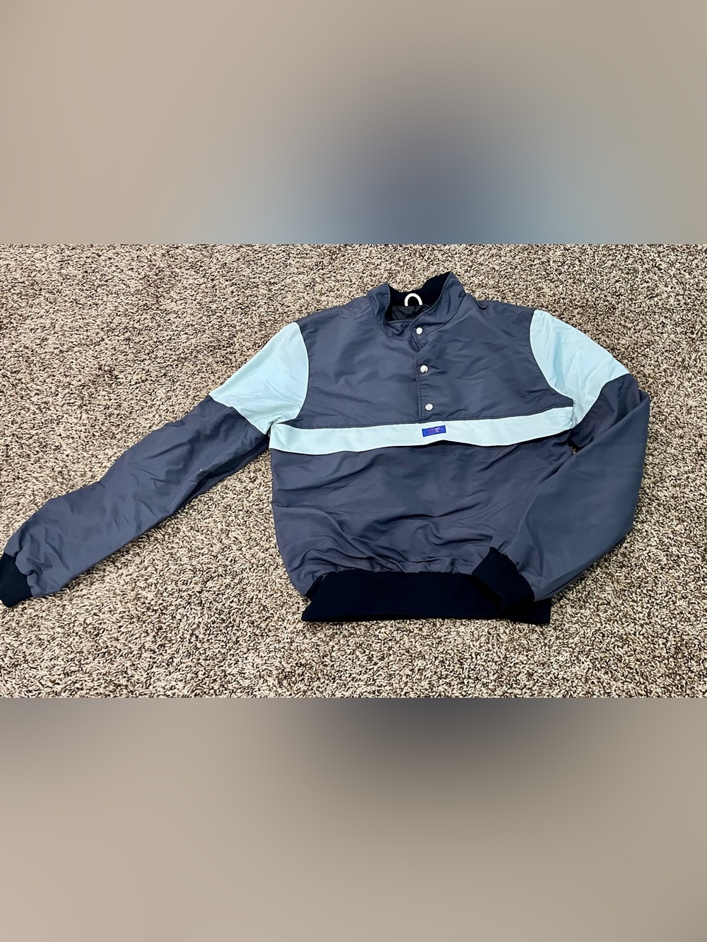 Vintage CB Sports Pullover Jacket Men’s L Fits Like M Snap Front USA Blue 1984